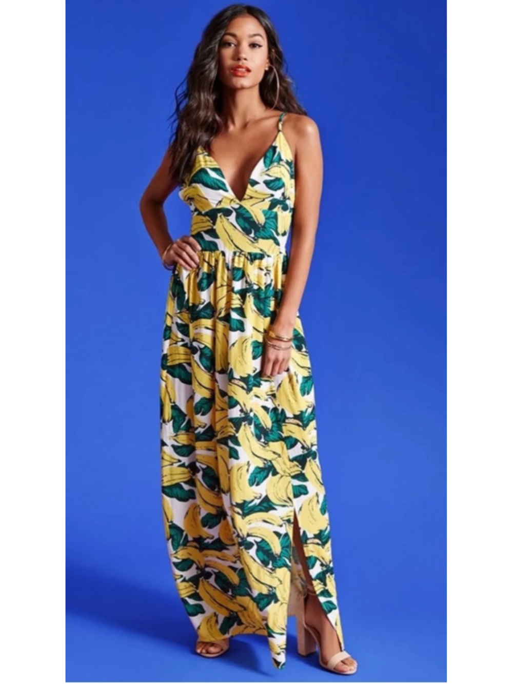 Nightwalker Banana Print Maxi Dress, Small